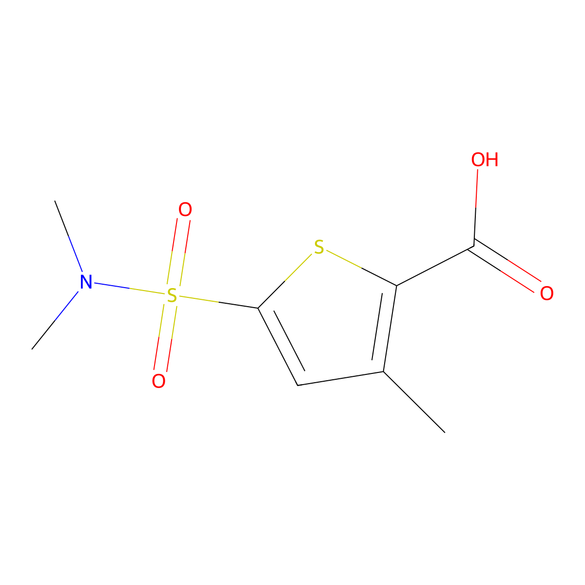 5-(Dimethylsulfamoyl)-3-methylthiophene-2-carboxylic acid molecular structure, CAS 1096876-98-0