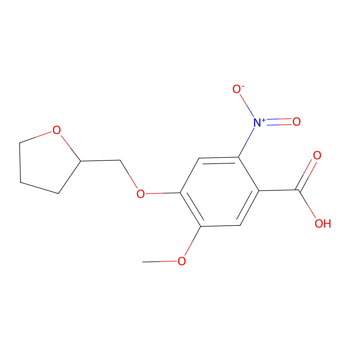 5-Methoxy-2-nitro-4-(oxolan-2-ylmethoxy)benzoic acid molecular structure, CAS 1096877-81-4