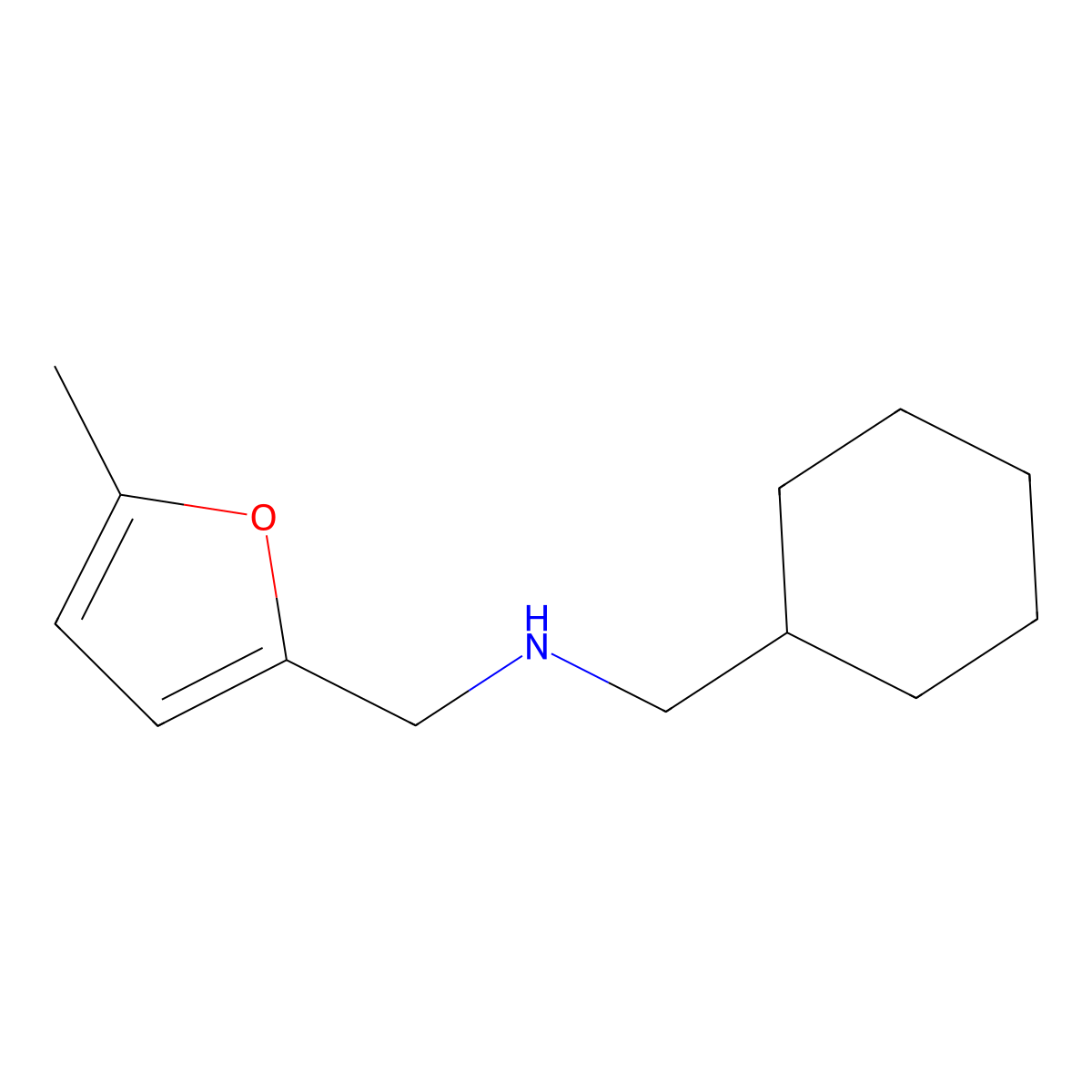 (Cyclohexylmethyl)[(5-methylfuran-2-yl)methyl]amine molecular structure, CAS 1096878-12-4