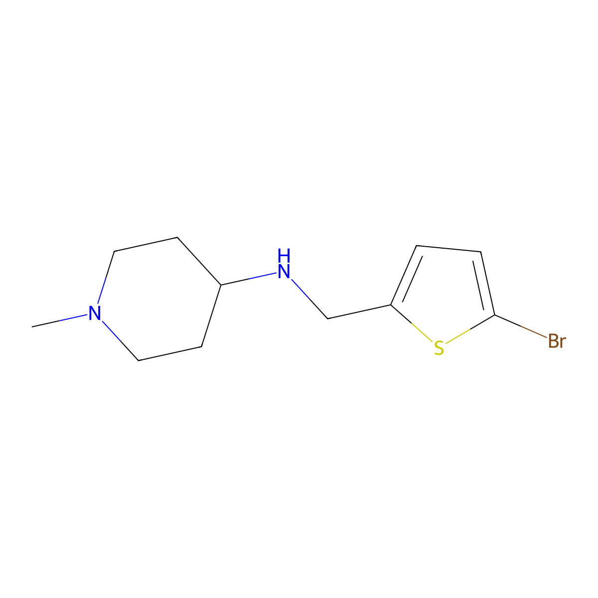N-[(5-bromothiophen-2-yl)methyl]-1-methylpiperidin-4-amine molecular structure, CAS 1096878-42-0