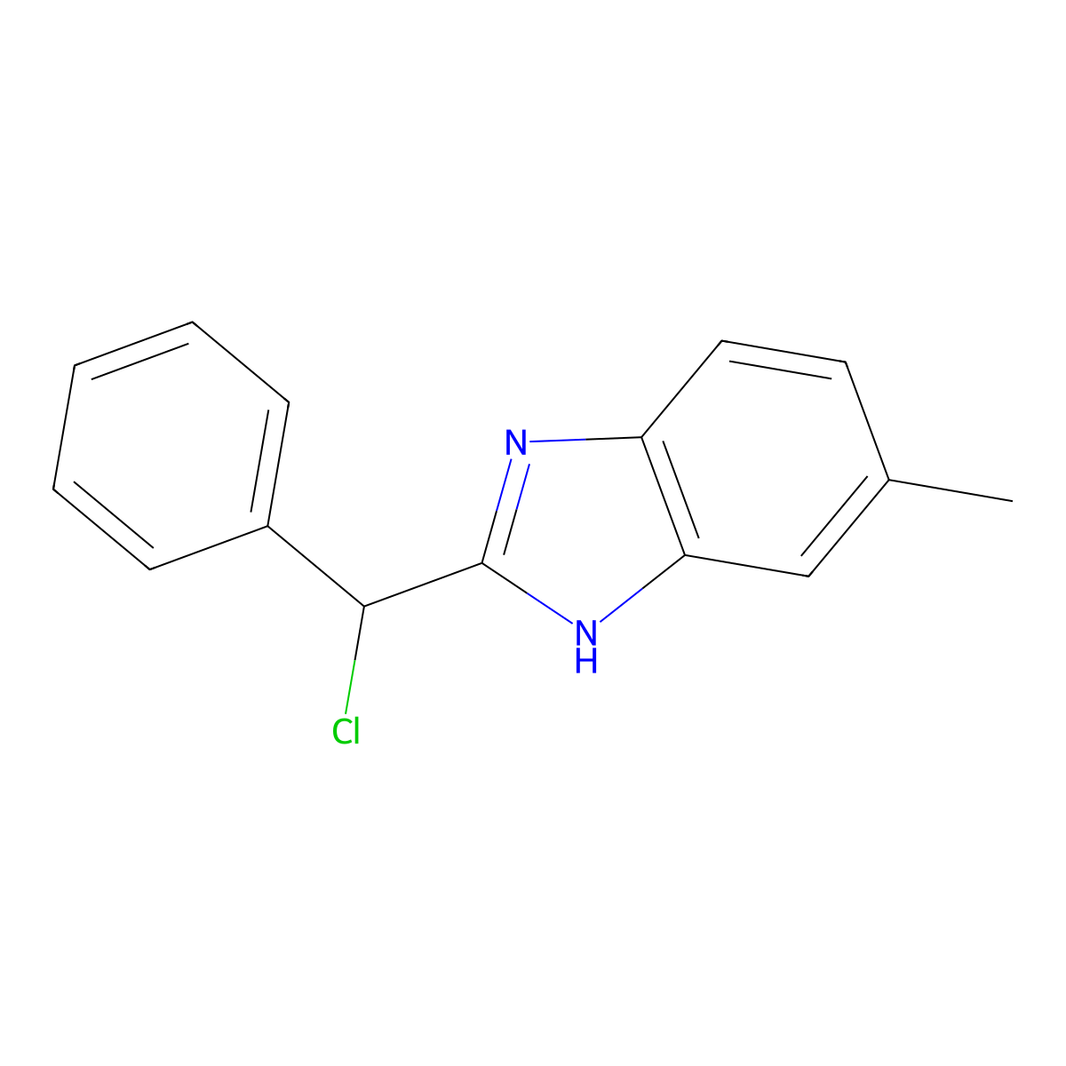 2-[chloro(phenyl)methyl]-5-methyl-1H-1,3-benzodiazole molecular structure, CAS 1096878-94-2