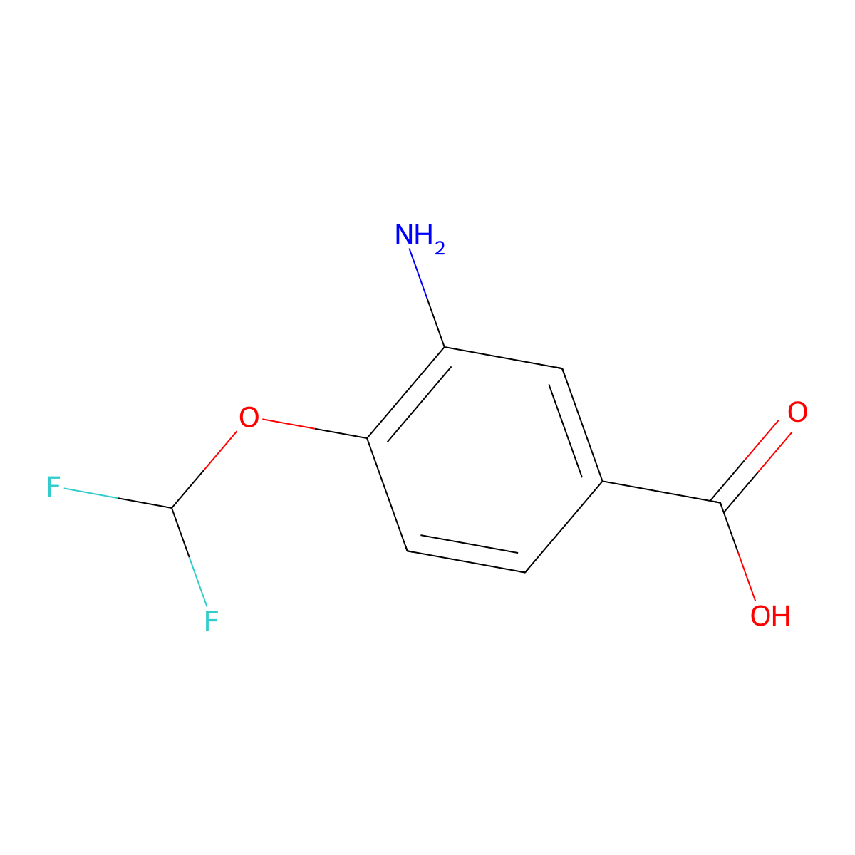 3-Amino-4-(difluoromethoxy)benzoic acid molecular structure, CAS 1096879-61-6