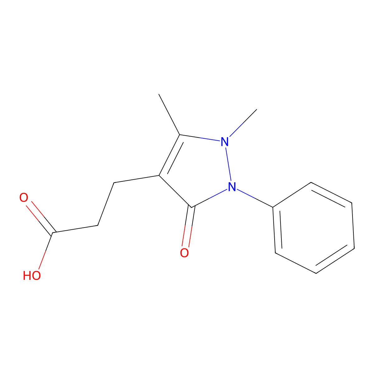3-(1,5-Dimethyl-3-oxo-2-phenyl-2,3-dihydro-1H-pyrazol-4-yl)propanoic acid molecular structure, CAS 109688-82-6
