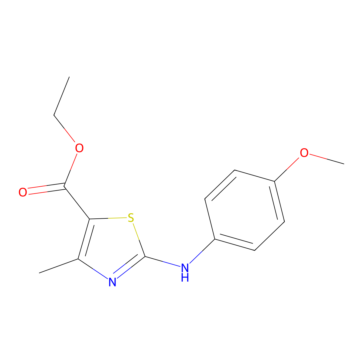 Ethyl 2-((4-methoxyphenyl)amino)-4-methyl-1,3-thiazole-5-carboxylate molecular structure, CAS 109688-84-8