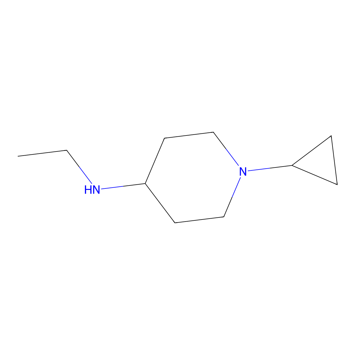 1-cyclopropyl-N-ethylpiperidin-4-amine molecular structure, CAS 1096886-73-5