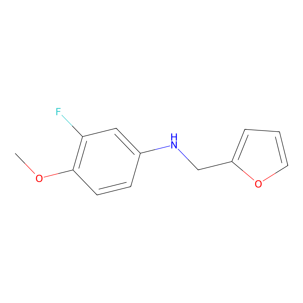 3-fluoro-N-(furan-2-ylmethyl)-4-methoxyaniline molecular structure, CAS 1096888-35-5