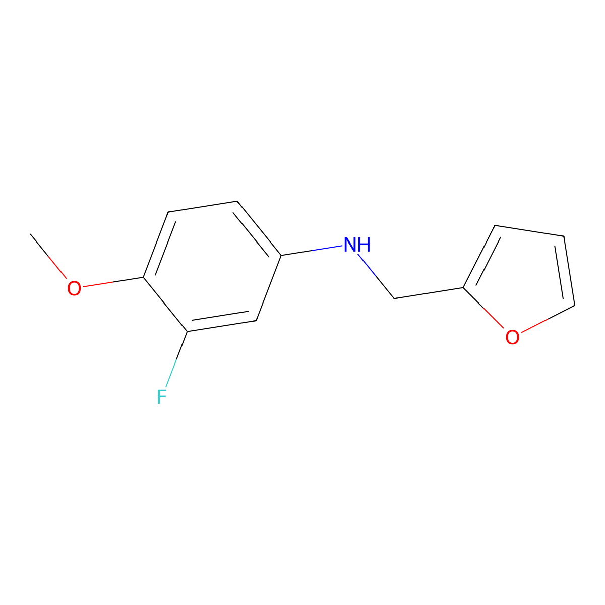 3-fluoro-N-(furan-2-ylmethyl)-4-methoxyaniline molecular structure, CAS 1096888-35-5
