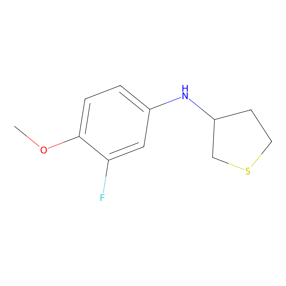 N-(3-fluoro-4-methoxyphenyl)thiolan-3-amine molecular structure, CAS 1096888-41-3