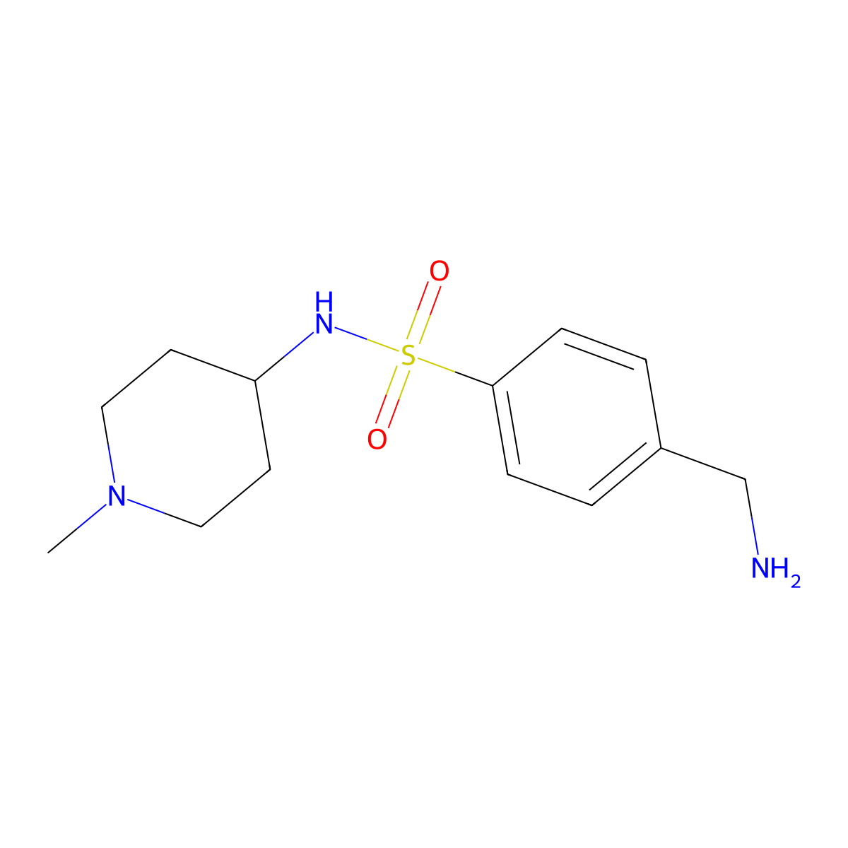 4-(Aminomethyl)-N-(1-methylpiperidin-4-yl)benzenesulfonamide molecular structure, CAS 1096892-09-9