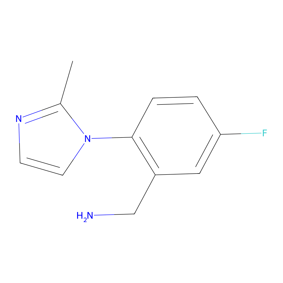 [5-fluoro-2-(2-methyl-1H-imidazol-1-yl)phenyl]methanamine molecular structure, CAS 1096895-03-2