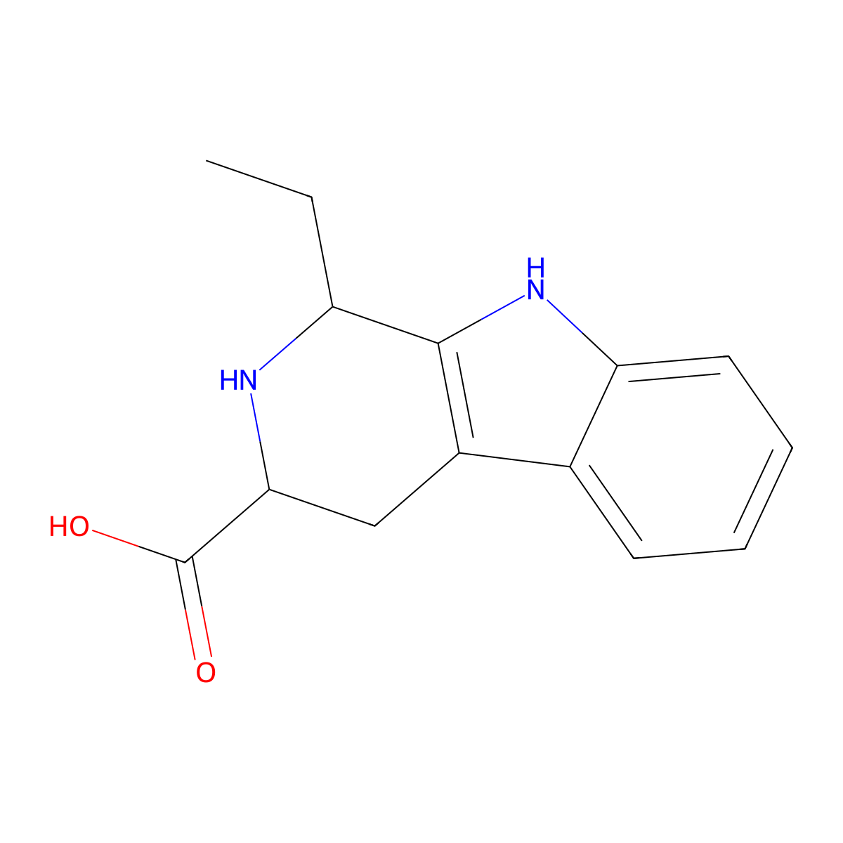 1-Ethyl-2,3,4,9-tetrahydro-1H-beta-carboline-3-carboxylic acid molecular structure, CAS 109690-46-2