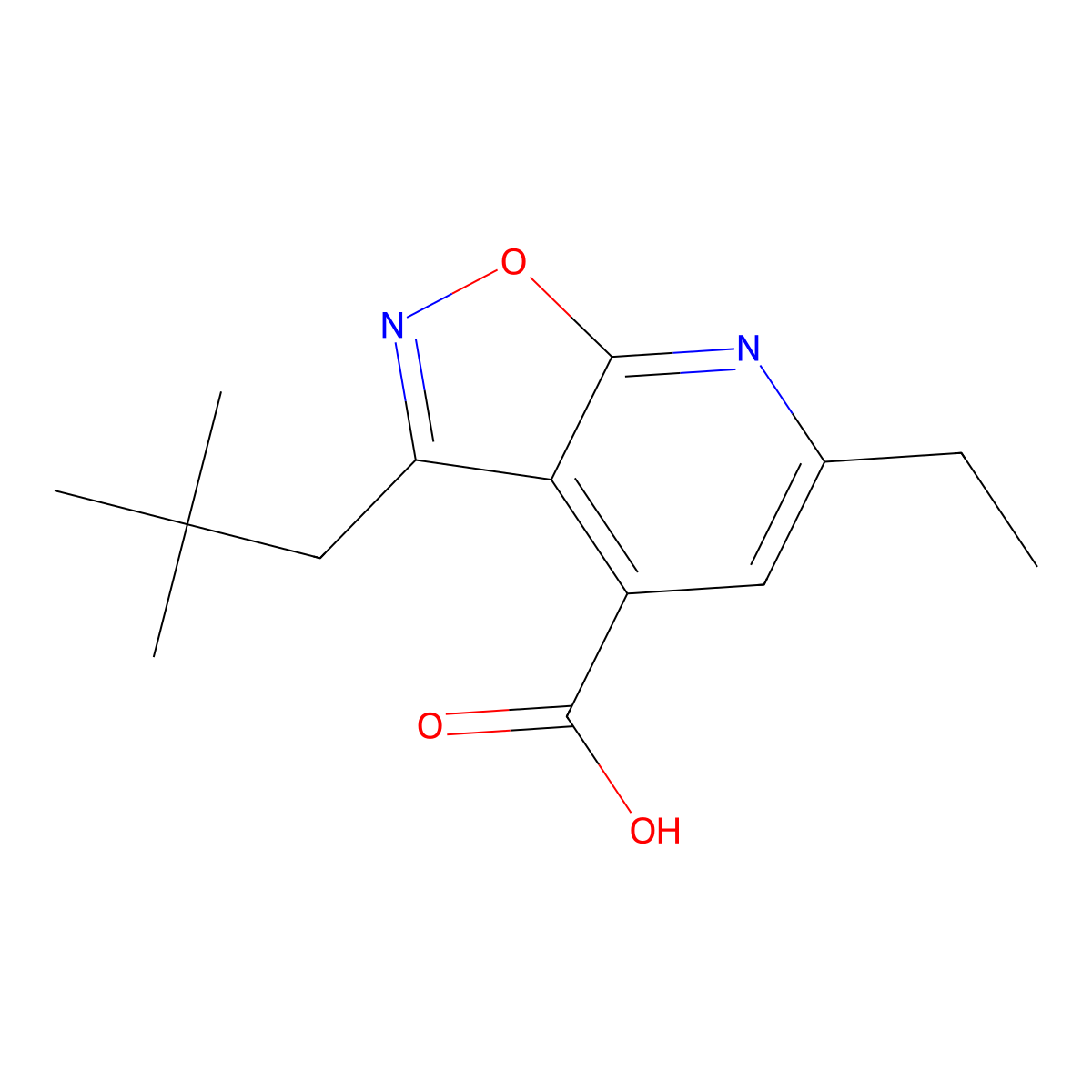 3-(2,2-Dimethylpropyl)-6-ethyl-[1,2]oxazolo[5,4-b]pyridine-4-carboxylic acid molecular structure, CAS 1096901-74-4