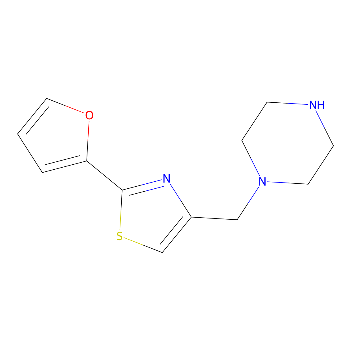 1-{[2-(Furan-2-yl)-1,3-thiazol-4-yl]methyl}piperazine molecular structure, CAS 1096904-80-1