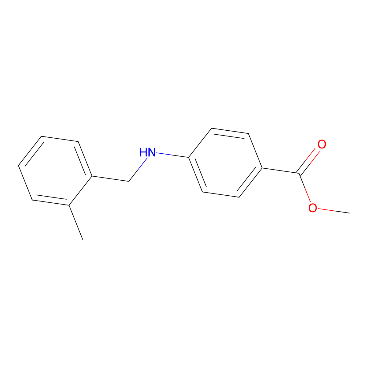 Methyl 4-{[(2-methylphenyl)methyl]amino}benzoate molecular structure, CAS 1096910-16-5