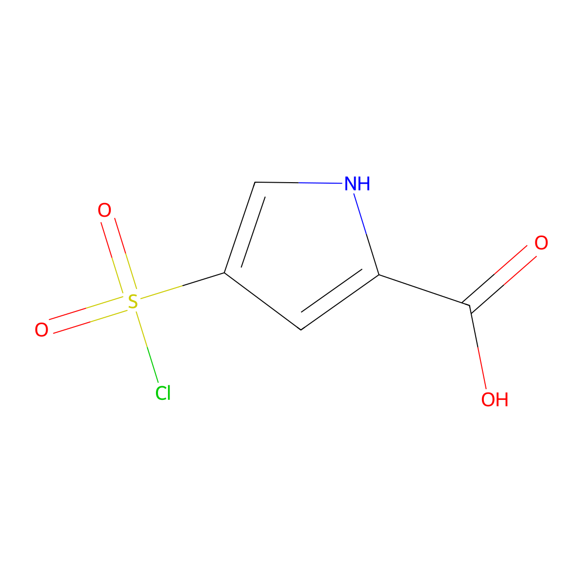 4-(chlorosulfonyl)-1H-pyrrole-2-carboxylic acid molecular structure, CAS 1096910-97-2