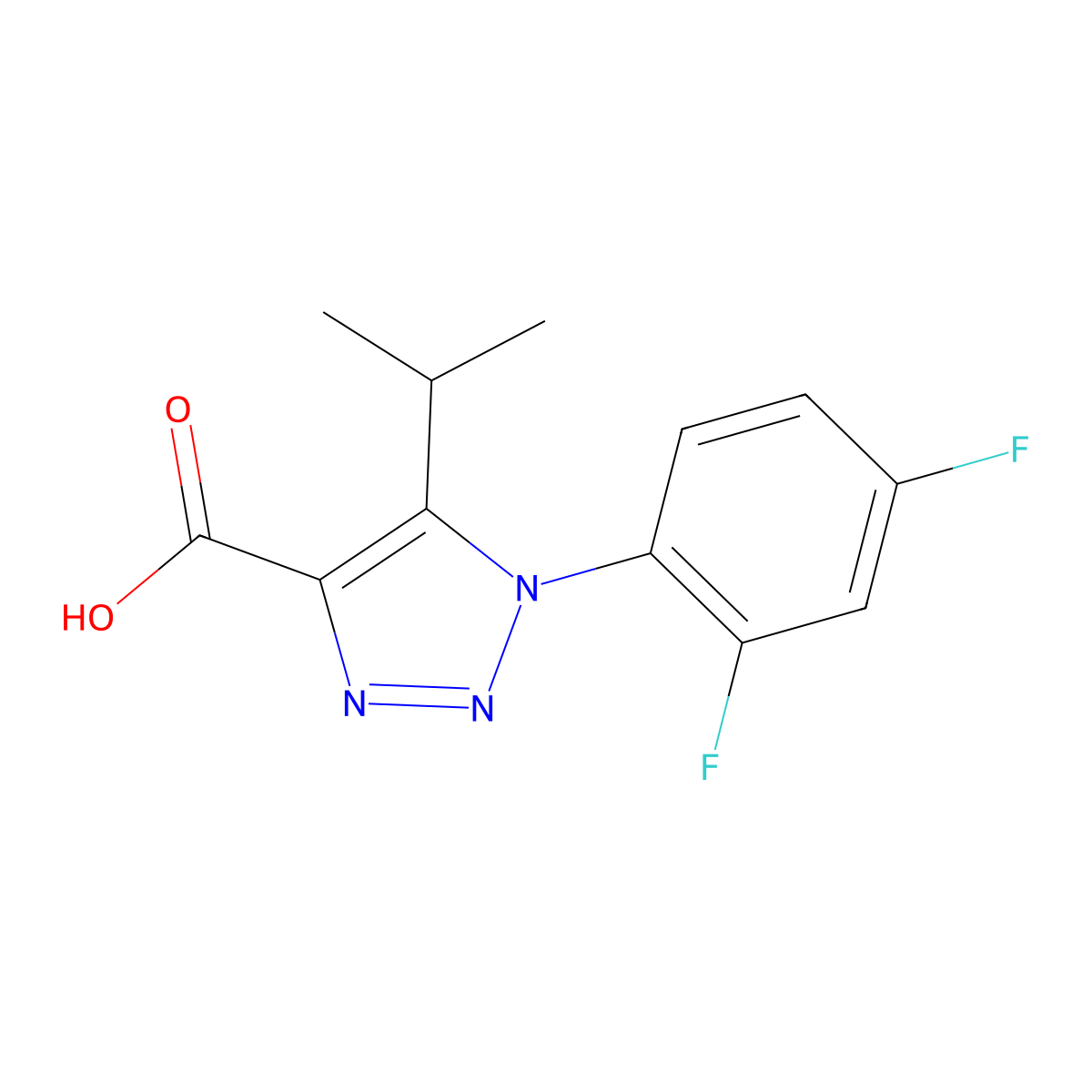 1-(2,4-difluorophenyl)-5-(propan-2-yl)-1H-1,2,3-triazole-4-carboxylic acid molecular structure, CAS 1096911-64-6