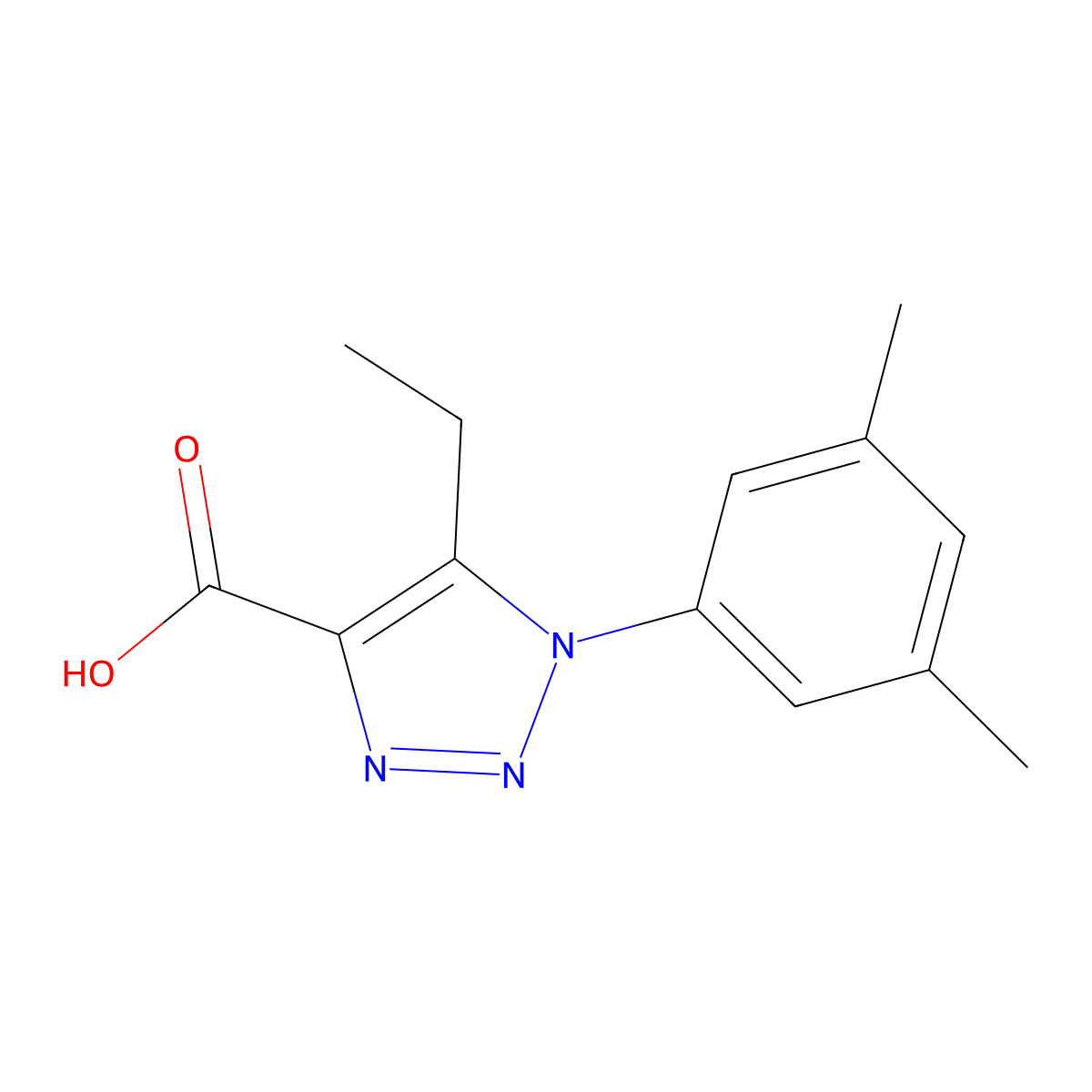 1-(3,5-dimethylphenyl)-5-ethyl-1H-1,2,3-triazole-4-carboxylic acid molecular structure, CAS 1096911-86-2