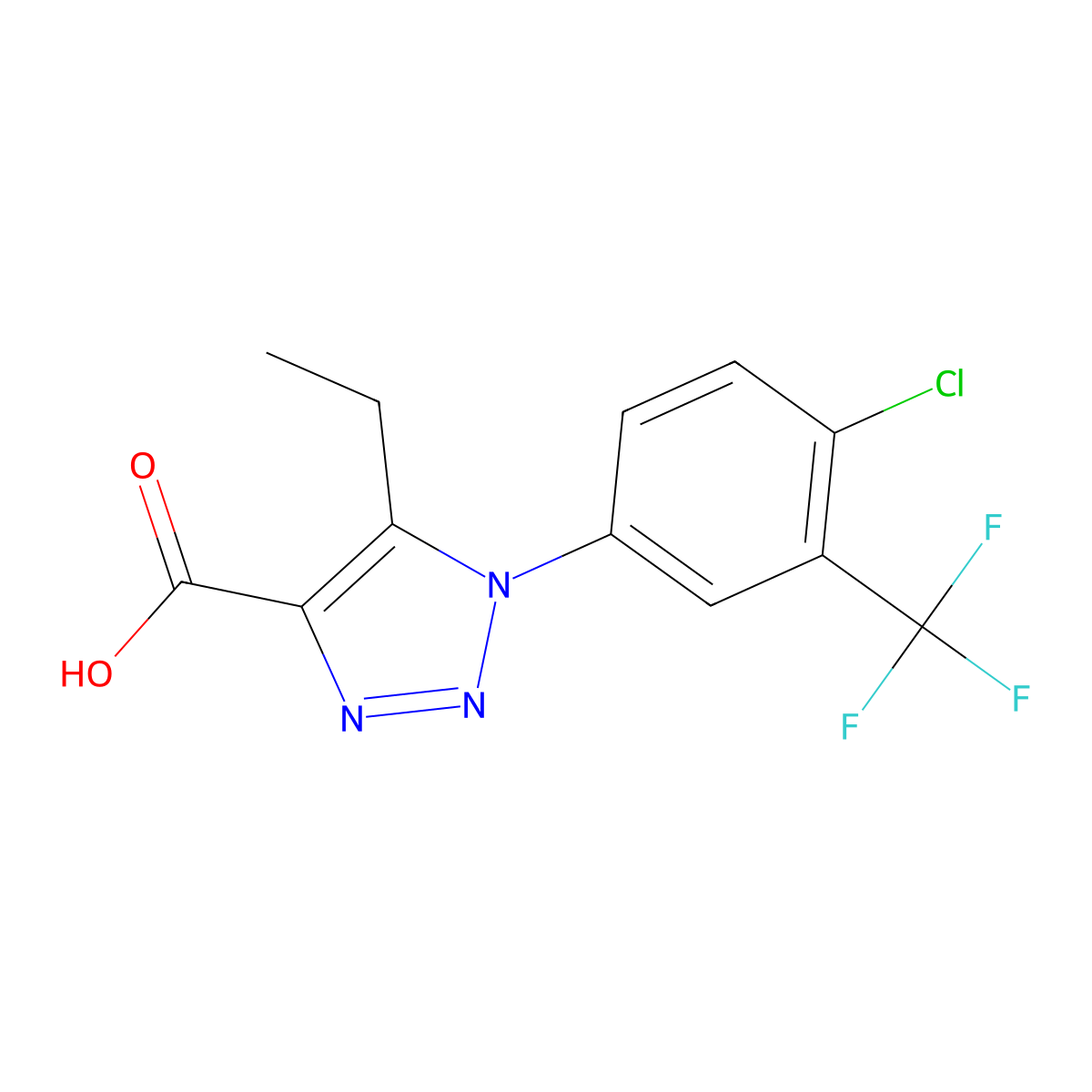 1-[4-chloro-3-(trifluoromethyl)phenyl]-5-ethyl-1H-1,2,3-triazole-4-carboxylic acid molecular structure, CAS 1096912-00-3