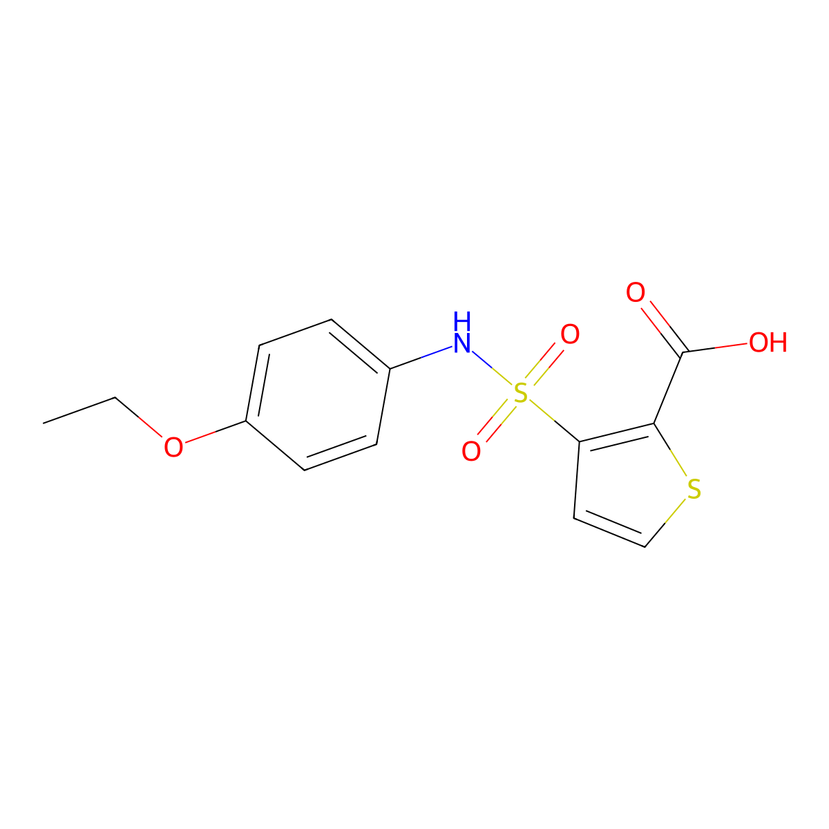 3-{[(4-Ethoxyphenyl)amino]sulfonyl}thiophene-2-carboxylic acid molecular structure, CAS 1096912-66-1