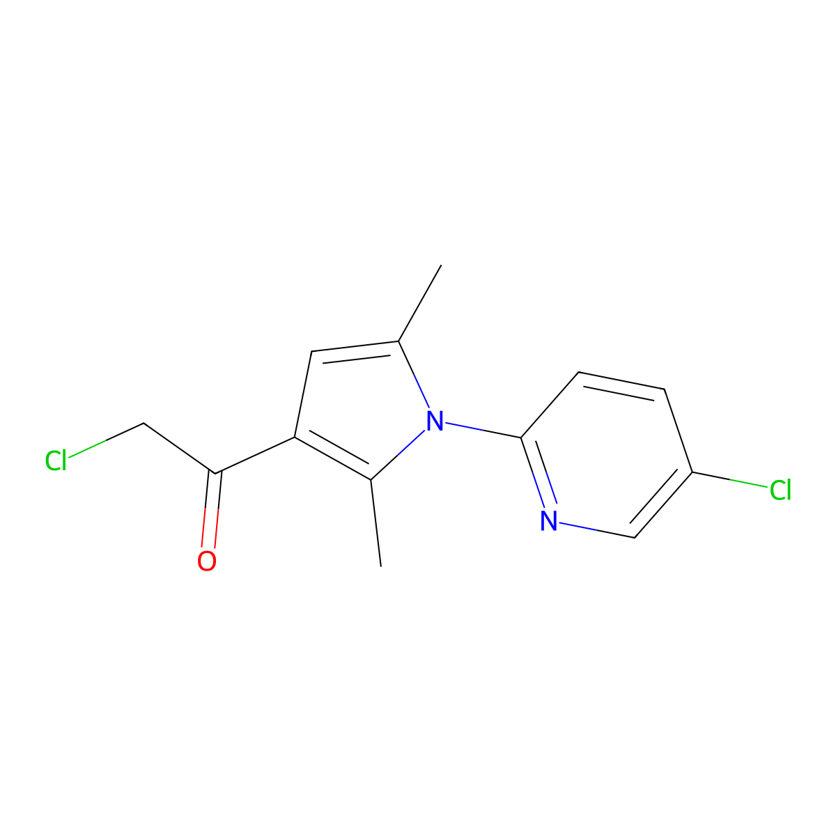 2-chloro-1-[1-(5-chloropyridin-2-yl)-2,5-dimethyl-1H-pyrrol-3-yl]ethan-1-one molecular structure, CAS 1096928-61-8