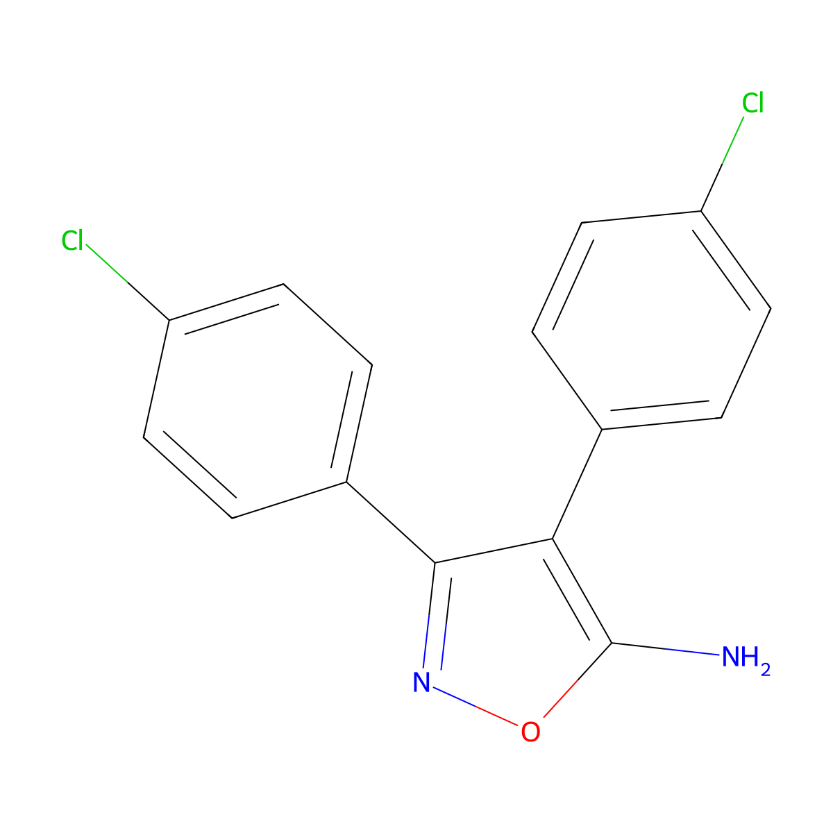 Bis(4-chlorophenyl)-1,2-oxazol-5-amine molecular structure, CAS 1096934-06-3