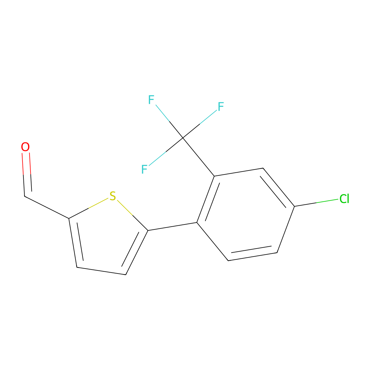 5-[4-Chloro-2-(trifluoromethyl)phenyl]thiophene-2-carbaldehyde molecular structure, CAS 1096934-92-7