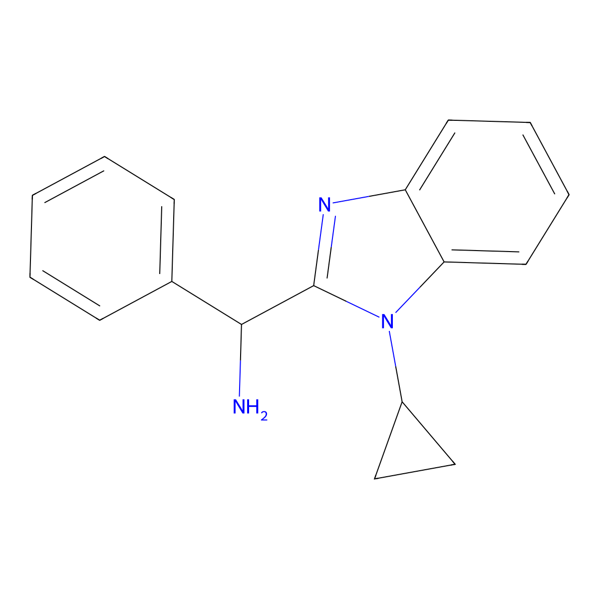 (1-Cyclopropyl-1H-benzo[d]imidazol-2-yl)(phenyl)methanamine molecular structure, CAS 1096936-82-1