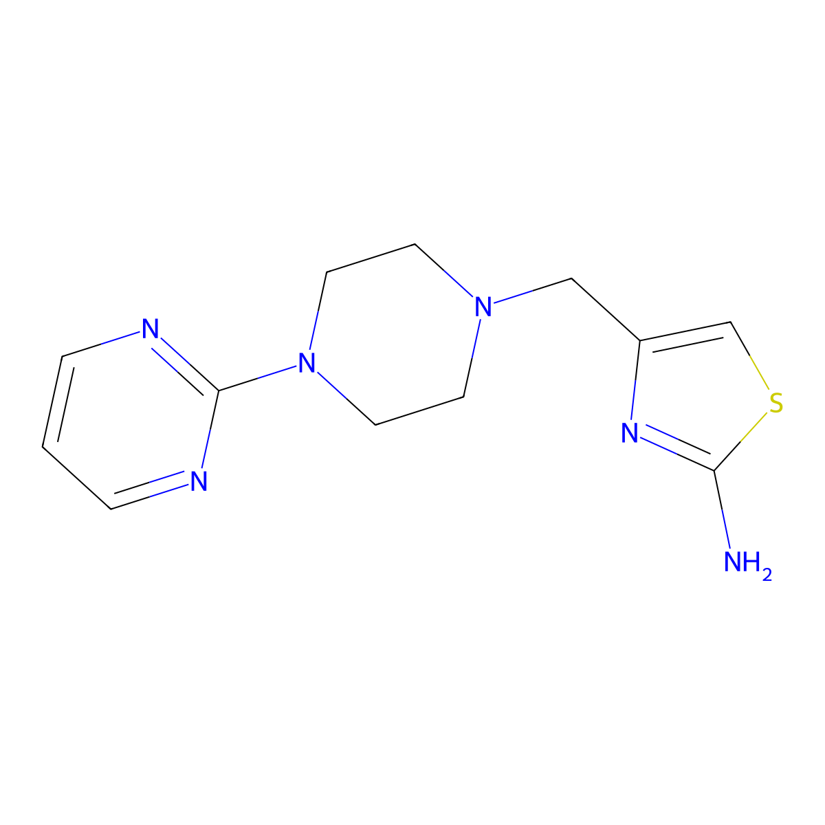 4-{[4-(Pyrimidin-2-yl)piperazin-1-yl]methyl}-1,3-thiazol-2-amine molecular structure, CAS 1096943-32-6