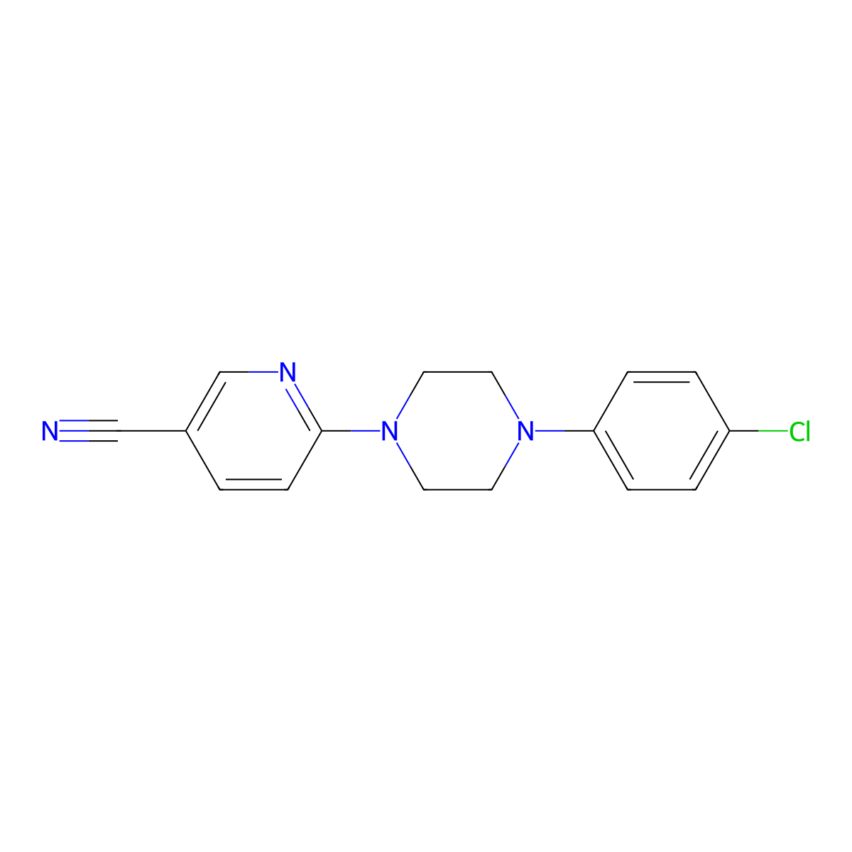 6-[4-(4-Chlorophenyl)piperazin-1-yl]pyridine-3-carbonitrile molecular structure, CAS 1096943-66-6