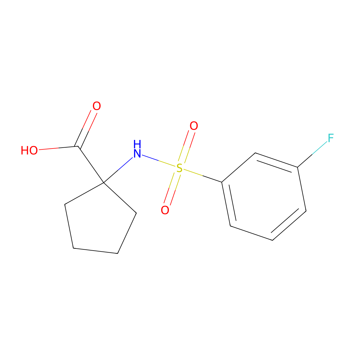 1-(3-Fluorobenzenesulfonamido)cyclopentane-1-carboxylic acid molecular structure, CAS 1096948-00-3