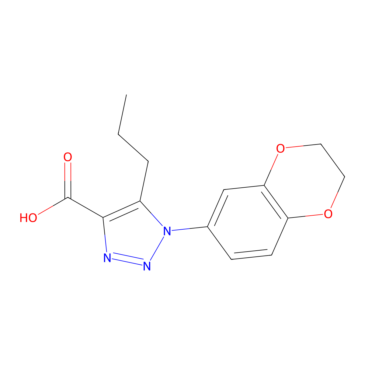 1-(2,3-dihydro-1,4-benzodioxin-6-yl)-5-propyl-1H-1,2,3-triazole-4-carboxylic acid molecular structure, CAS 1096951-57-3