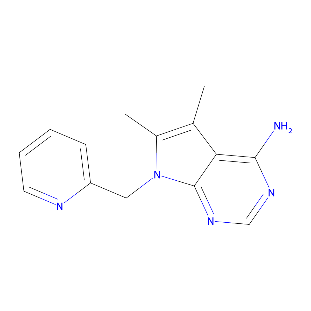 5,6-dimethyl-7-(pyridin-2-ylmethyl)-1H,4H,7H-pyrrolo[2,3-d]pyrimidin-4-imine molecular structure, CAS 1096957-99-1