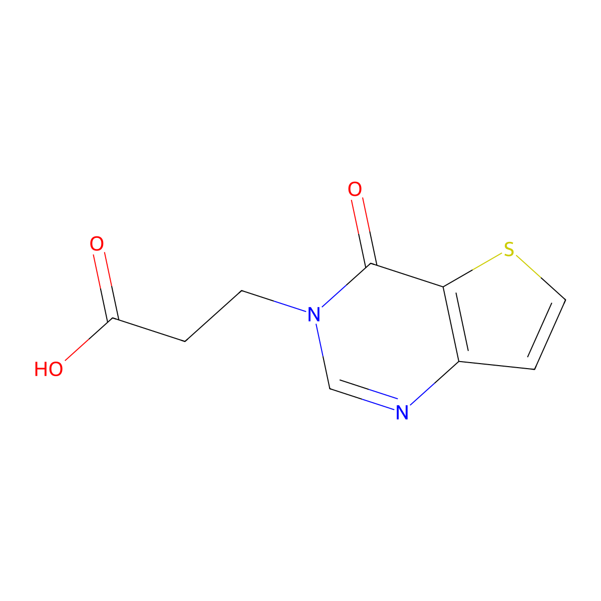 3-{4-oxo-3H,4H-thieno[3,2-d]pyrimidin-3-yl}propanoic acid molecular structure, CAS 1096966-40-3