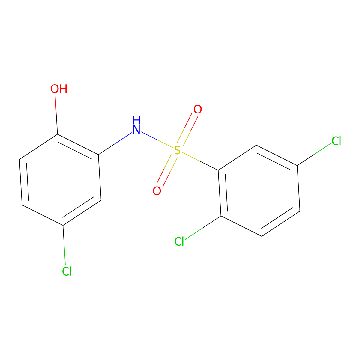 2,5-dichloro-N-(5-chloro-2-hydroxyphenyl)benzene-1-sulfonamide molecular structure, CAS 1096966-85-6