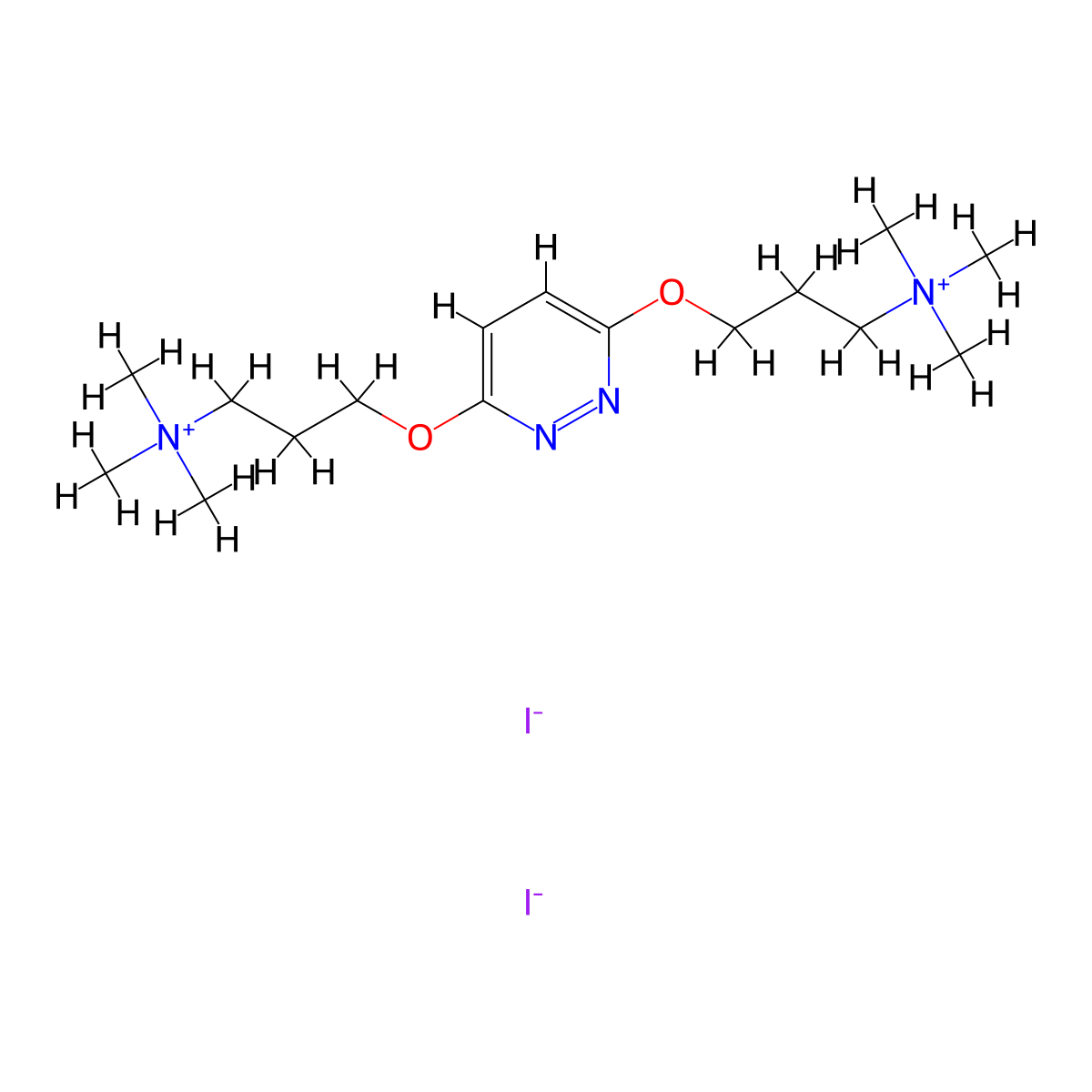 Ammonium, (3,6-pyridazinediylbis(oxytrimethylene))bis(trimethyl-, dibromide molecular structure, CAS 109697-44-1
