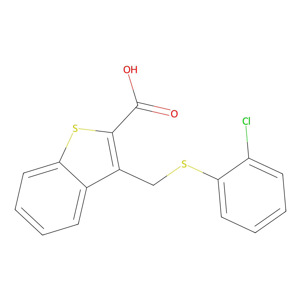 3-{[(2-Chlorophenyl)sulfanyl]methyl}-1-benzothiophene-2-carboxylic acid molecular structure, CAS 1096972-22-3
