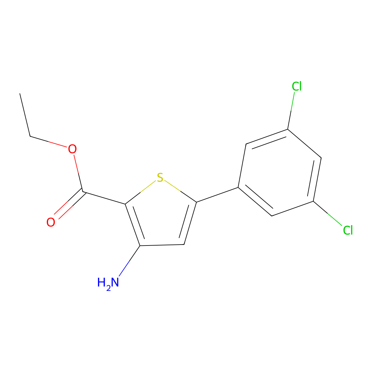 Ethyl 3-amino-5-(3,5-dichlorophenyl)thiophene-2-carboxylate molecular structure, CAS 1096972-48-3