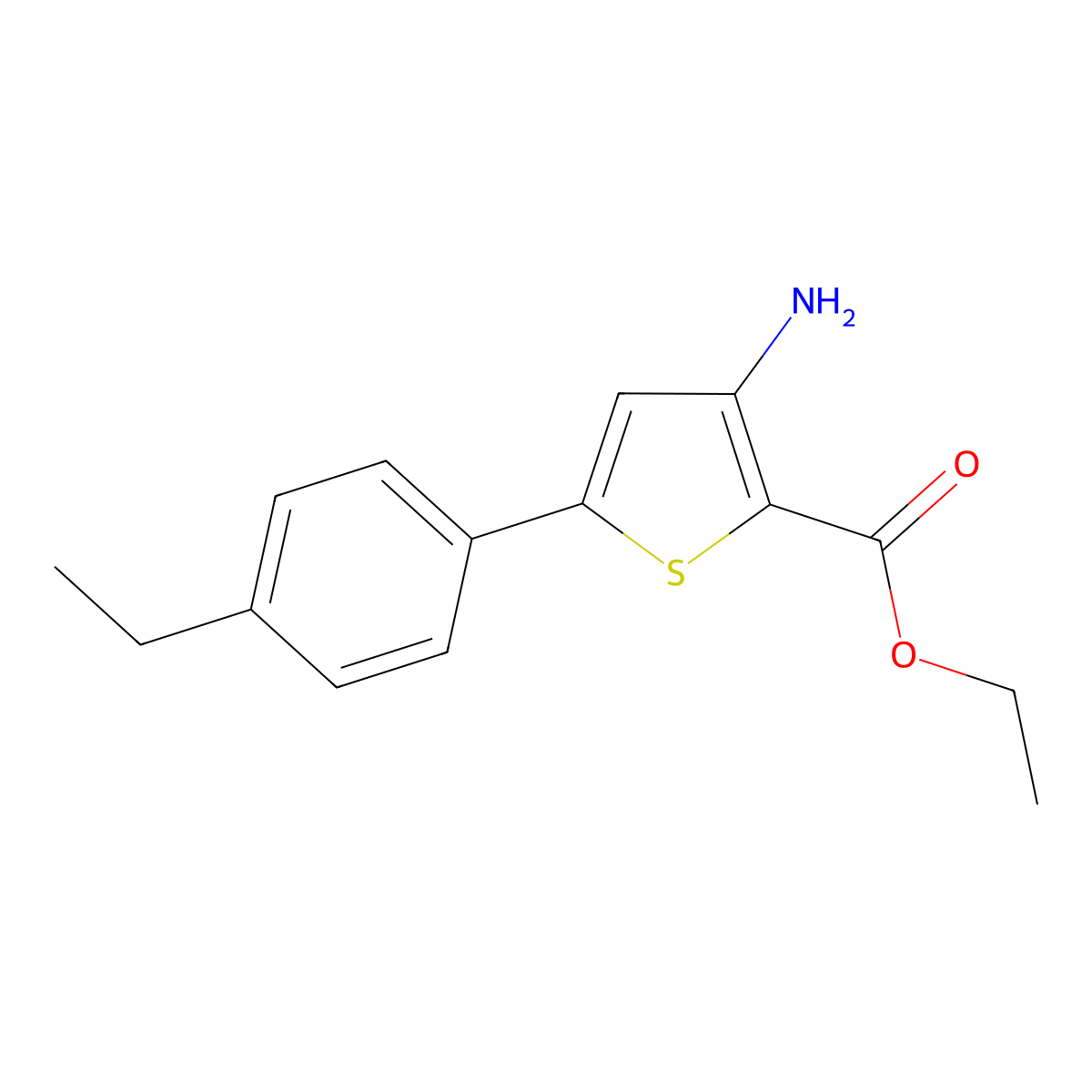 Ethyl 3-amino-5-(4-ethylphenyl)thiophene-2-carboxylate molecular structure, CAS 1096972-49-4