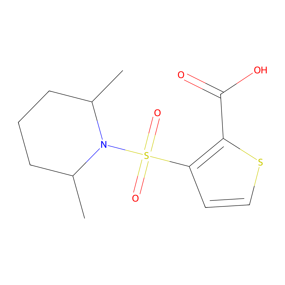 3-[(2,6-Dimethylpiperidin-1-yl)sulfonyl]thiophene-2-carboxylic acid molecular structure, CAS 1096977-62-6