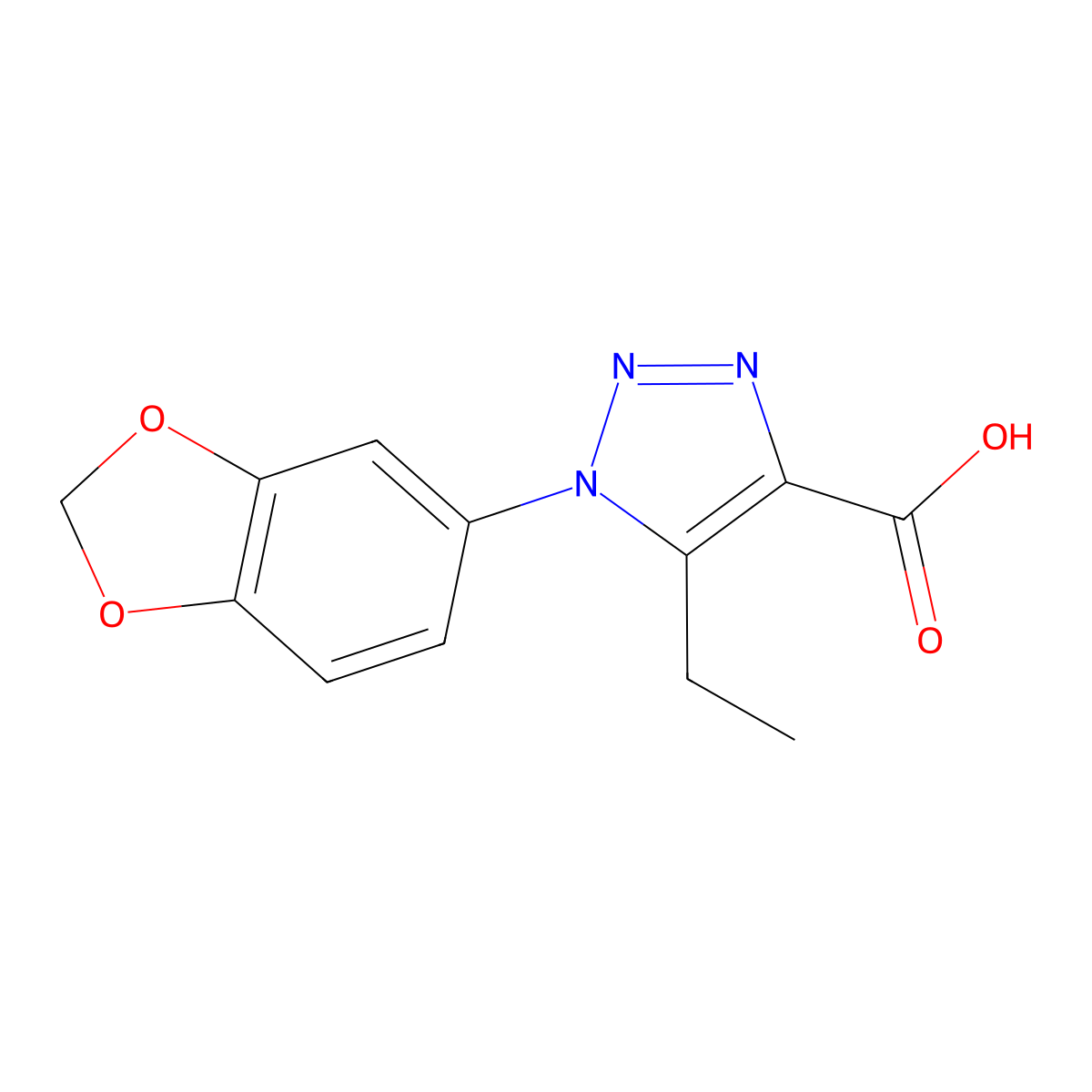 1-(1,3-benzodioxol-5-yl)-5-ethyl-1H-1,2,3-triazole-4-carboxylic acid molecular structure, CAS 1096980-40-3