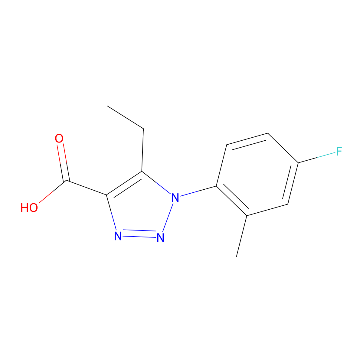 5-ethyl-1-(4-fluoro-2-methylphenyl)-1H-1,2,3-triazole-4-carboxylic acid molecular structure, CAS 1096980-53-8