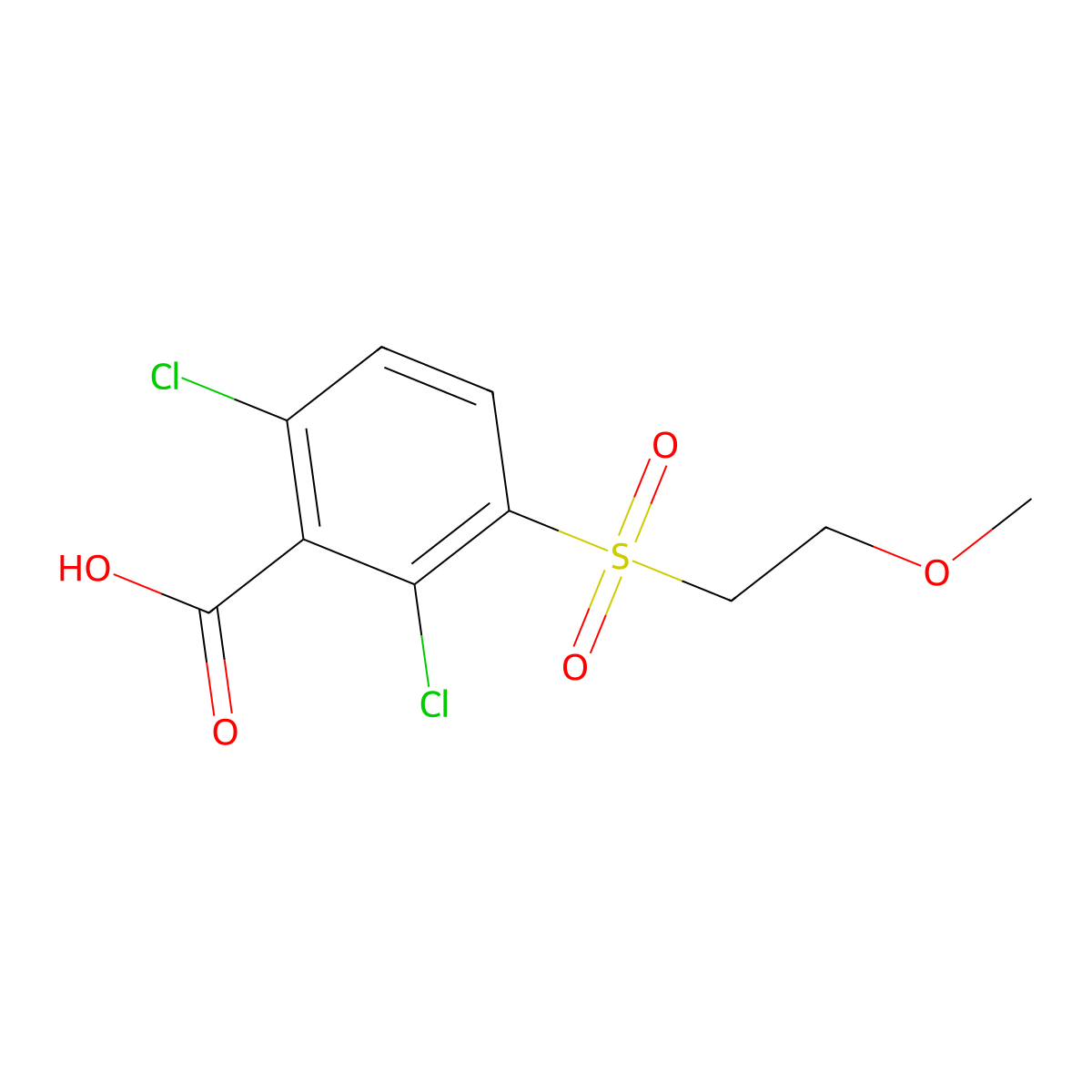 2,6-Dichloro-3-(2-methoxyethanesulfonyl)benzoic acid molecular structure, CAS 1096985-24-8