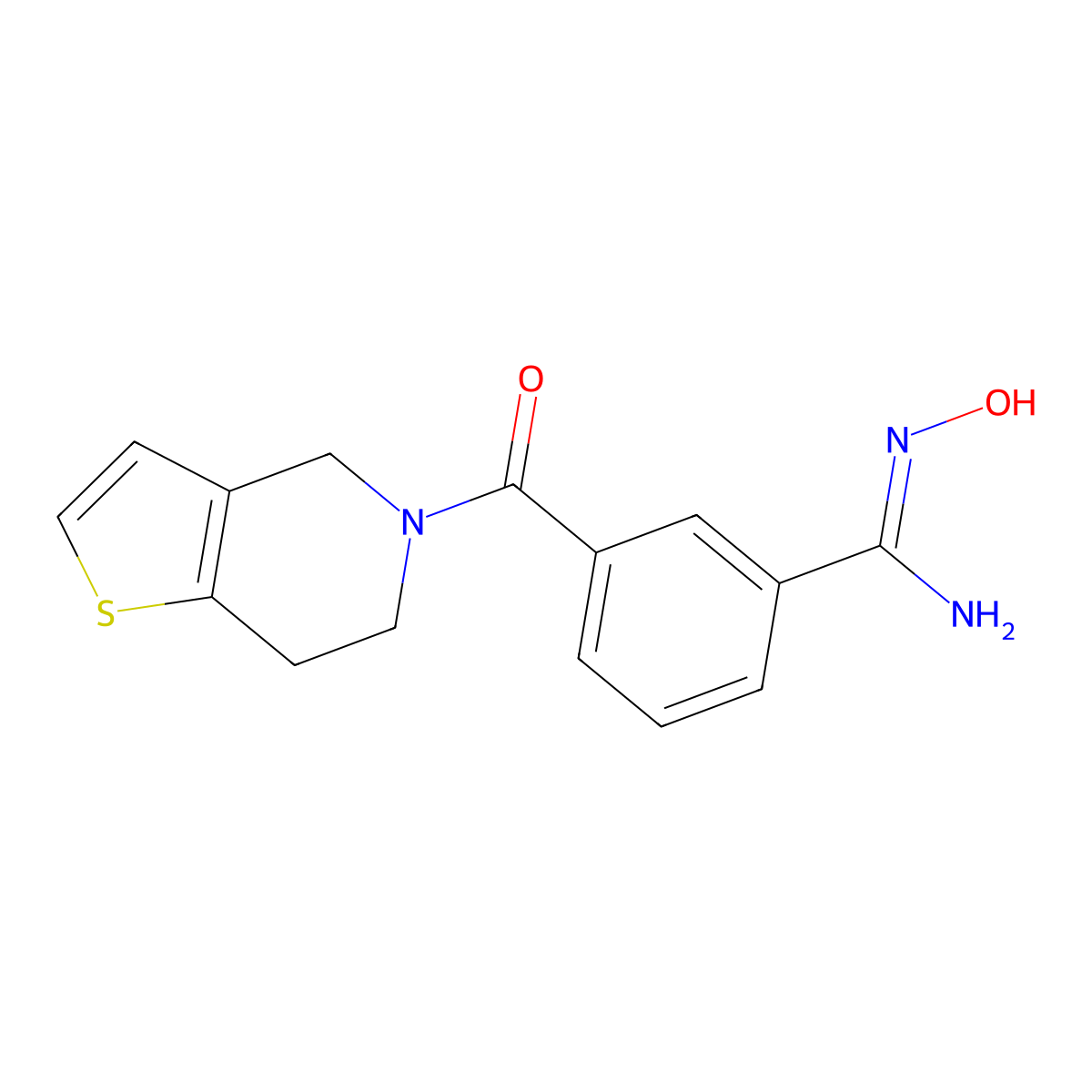 N'-hydroxy-3-{4H,5H,6H,7H-thieno[3,2-c]pyridine-5-carbonyl}benzene-1-carboximidamide molecular structure, CAS 1096988-88-3