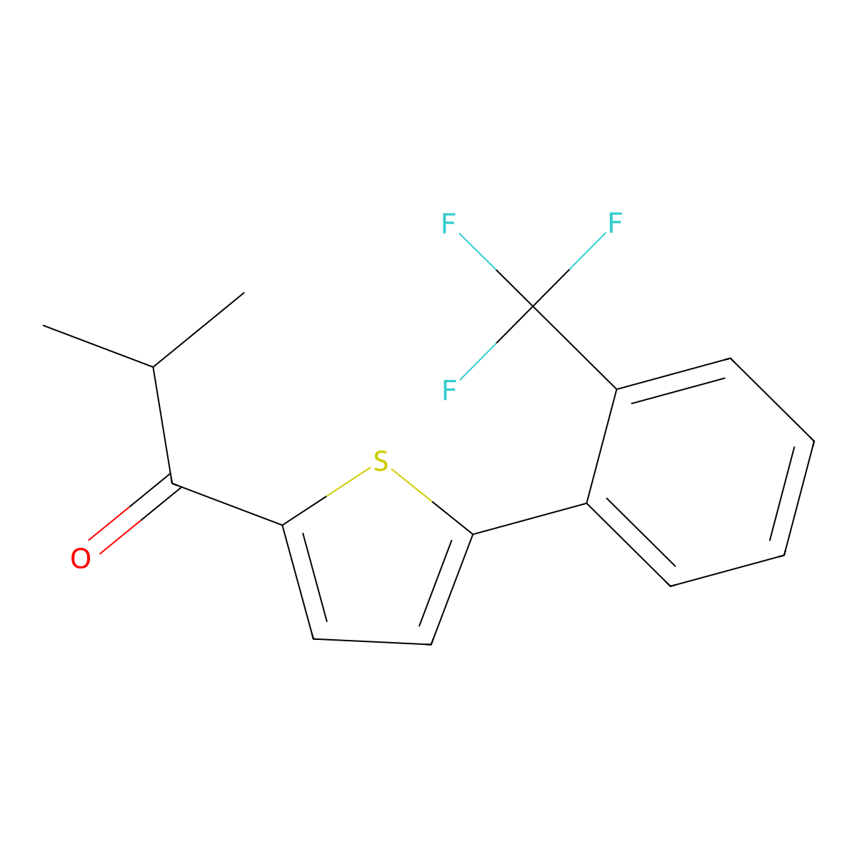 2-Methyl-1-[5-[2-(trifluoromethyl)phenyl]-2-thienyl]-1-propanone molecular structure, CAS 1096994-47-6