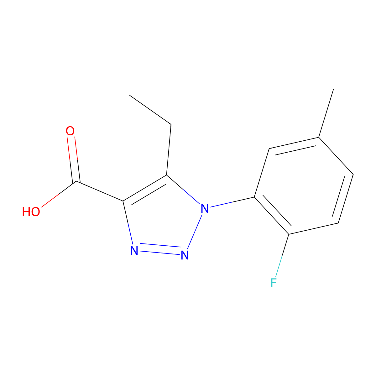 5-ethyl-1-(2-fluoro-5-methylphenyl)-1H-1,2,3-triazole-4-carboxylic acid molecular structure, CAS 1096996-52-9