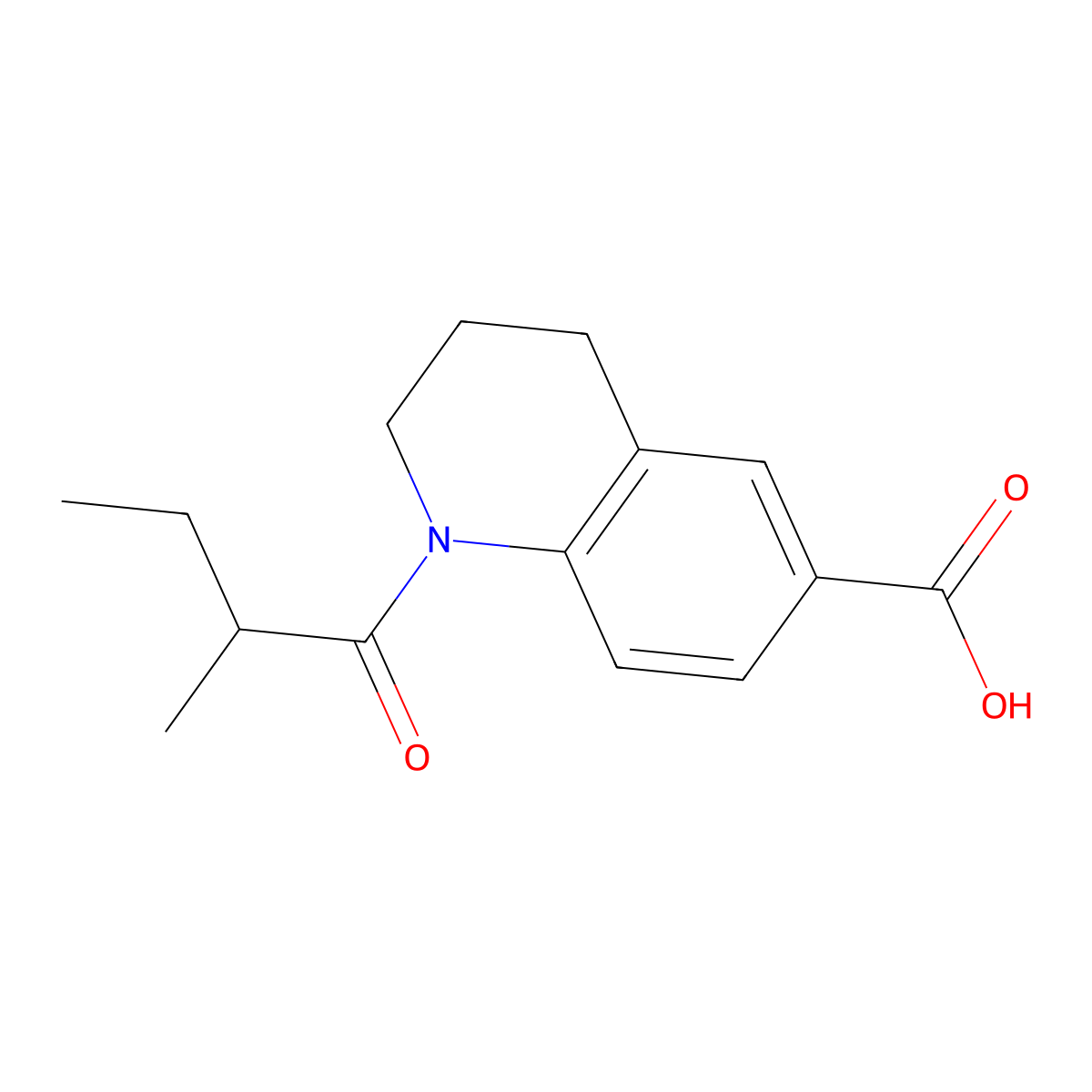 1-(2-Methylbutanoyl)-1,2,3,4-tetrahydroquinoline-6-carboxylic acid molecular structure, CAS 1096997-27-1