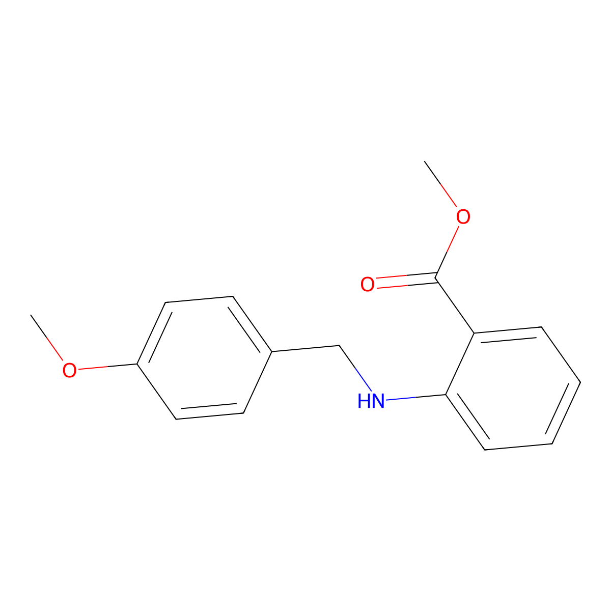 Methyl 2-((4-methoxybenzyl)amino)benzoate molecular structure, CAS 1096998-03-6