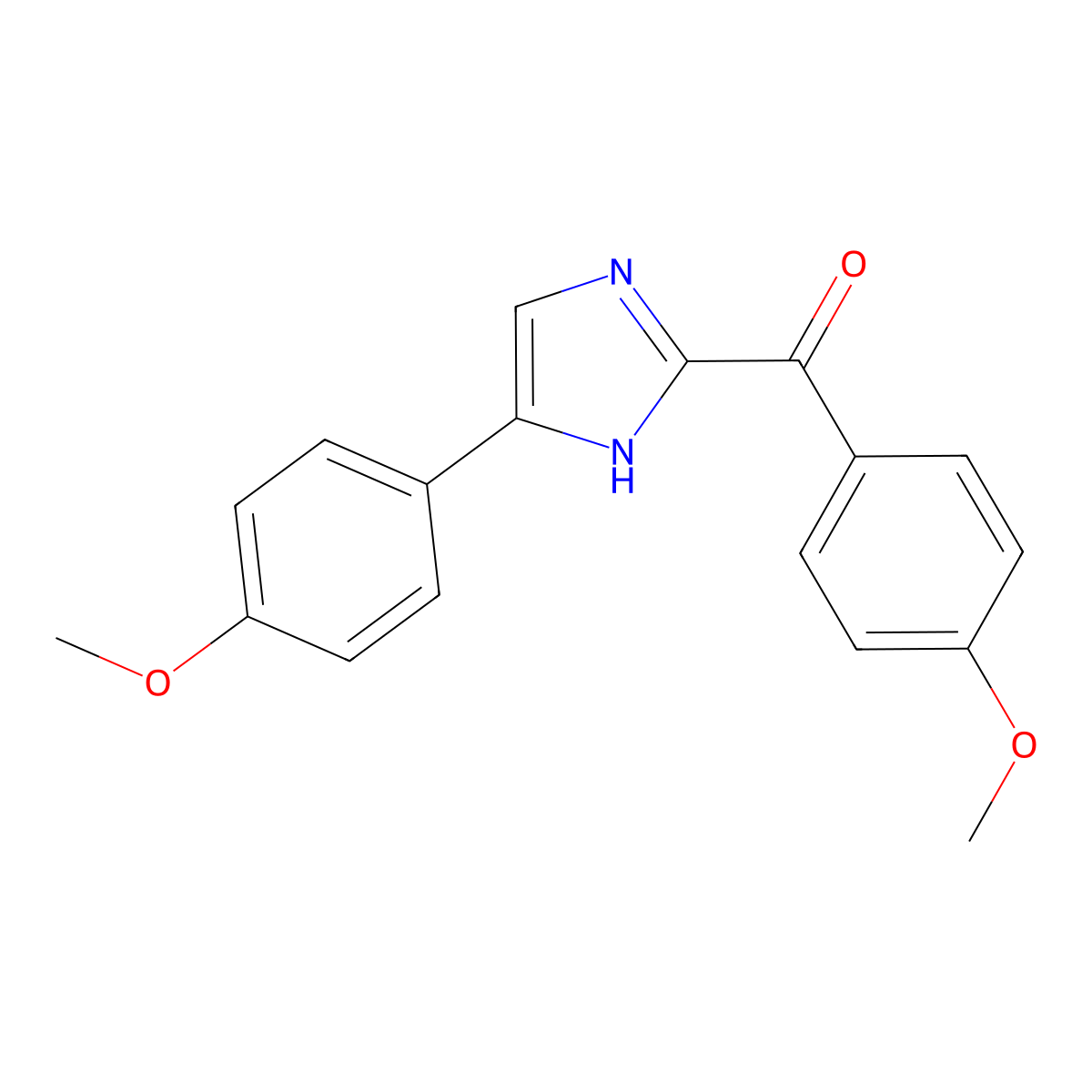 (4-methoxyphenyl)(5-(4-methoxyphenyl)-1H-imidazol-2-yl)methanone molecular structure, CAS 1097-25-2