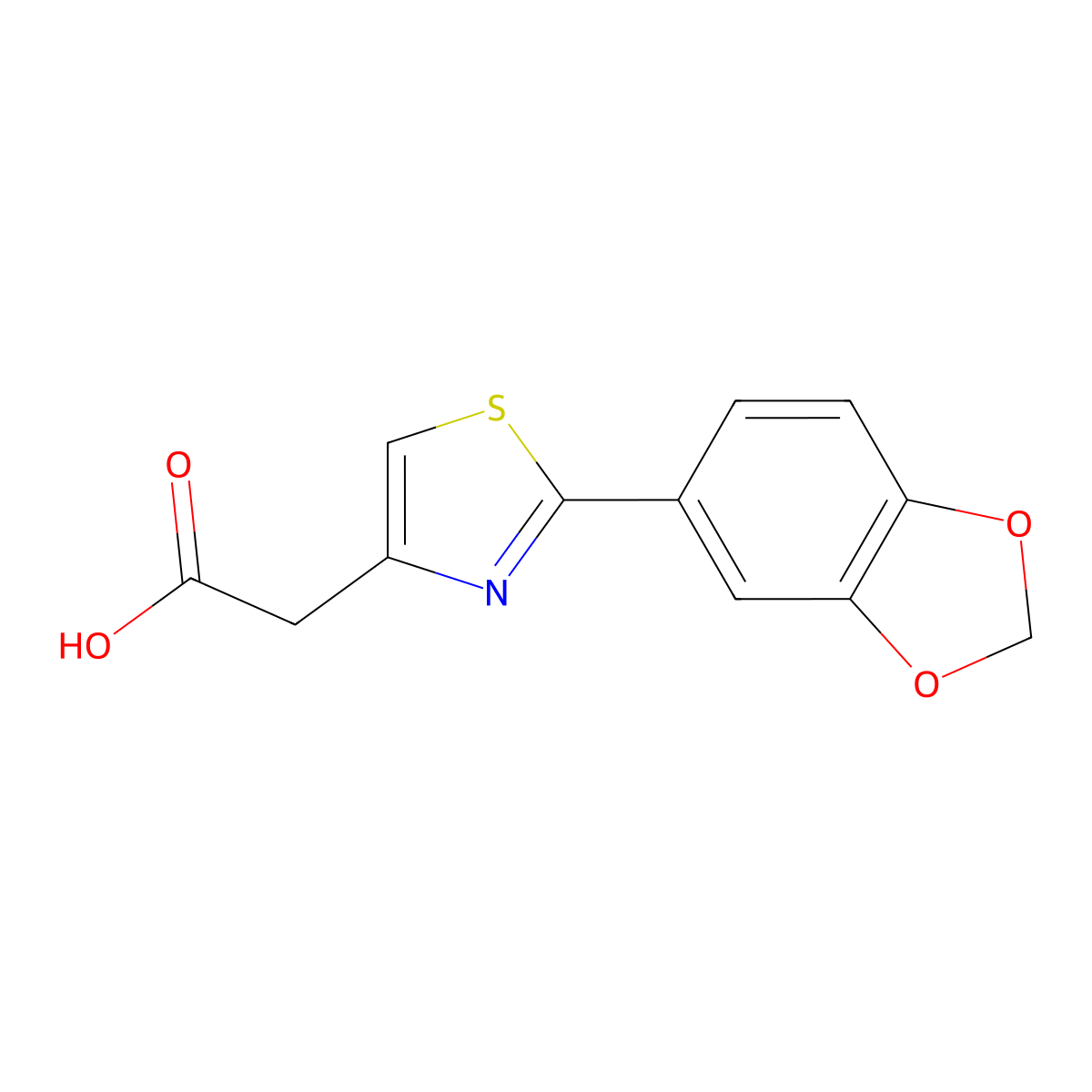 2-(2-(1,3-Dioxaindan-5-yl)-1,3-thiazol-4-yl)acetic acid molecular structure, CAS 1097005-91-8