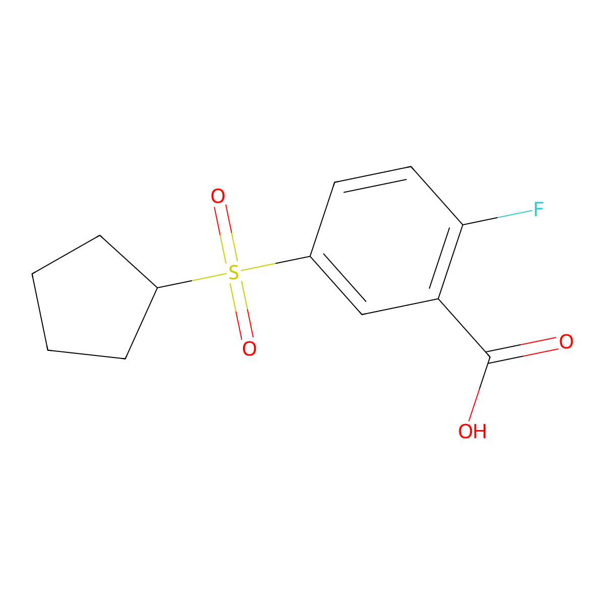 5-(Cyclopentanesulfonyl)-2-fluorobenzoic acid molecular structure, CAS 1097007-41-4